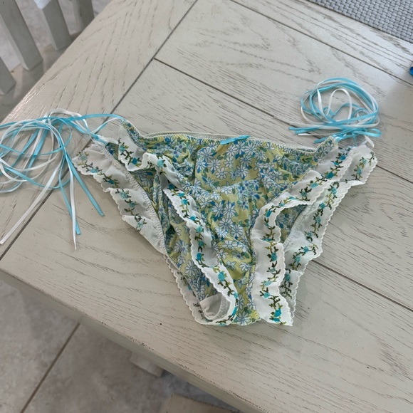 Victoria's Secret Floral Lace Trim Panties - Blue and Green - Picture 1 of 10